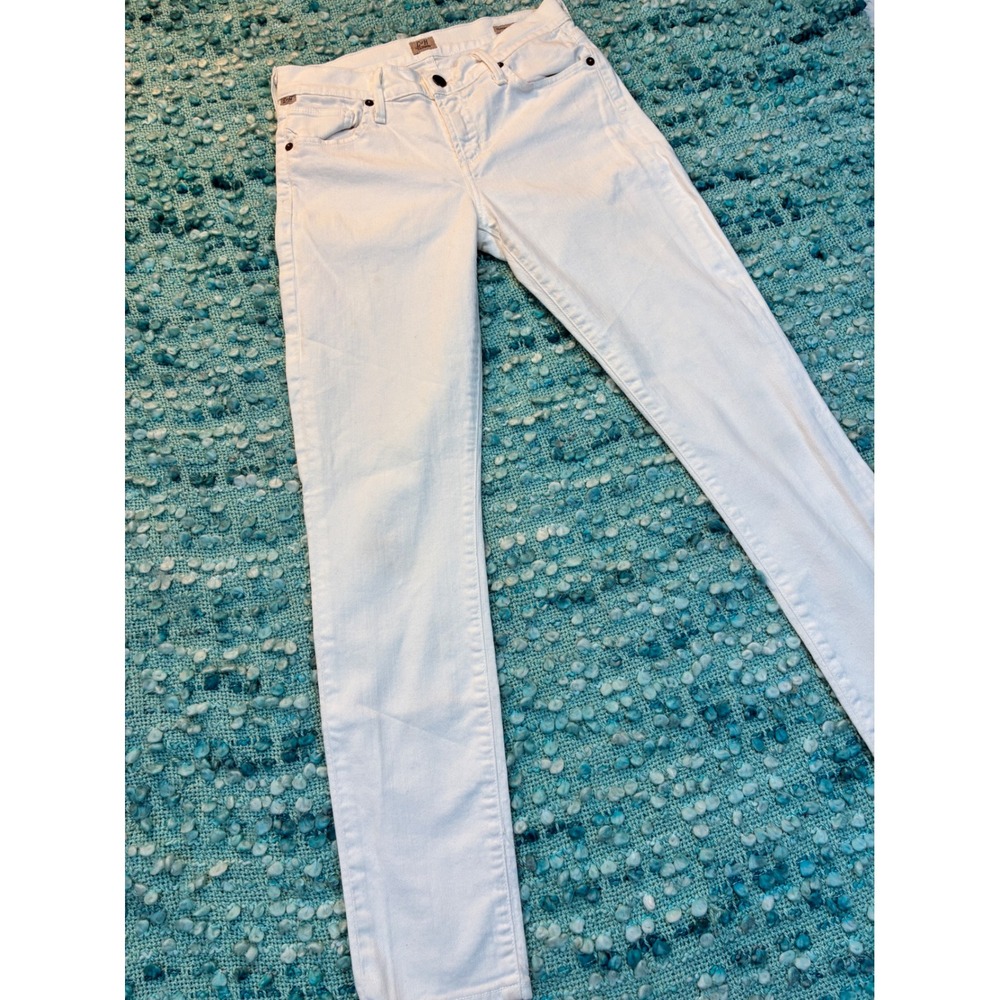 Citizens of Humanity Womens 25‎ Thompson White Medium Rise Cropped Skinny Jeans
